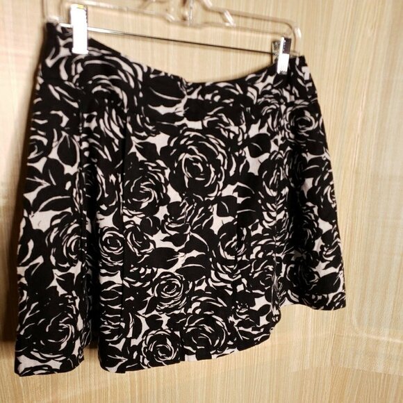 Twentyone Womens Black Floral Linen Blend A Line Short Skirt Large - Picture 3 of 6